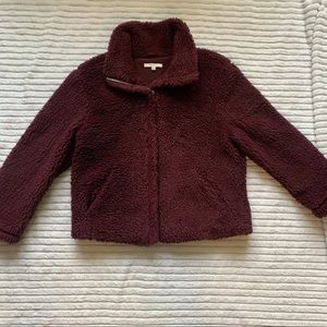 Maroon Fuzzy Jacket, Pacsun